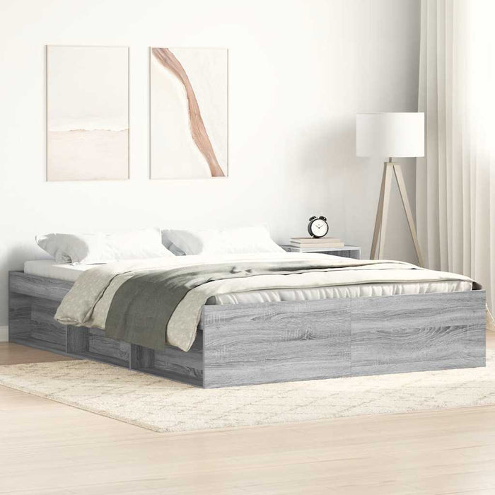 Cadru de pat dublu, sonoma gri, 135x190 cm - WALTI WALTI