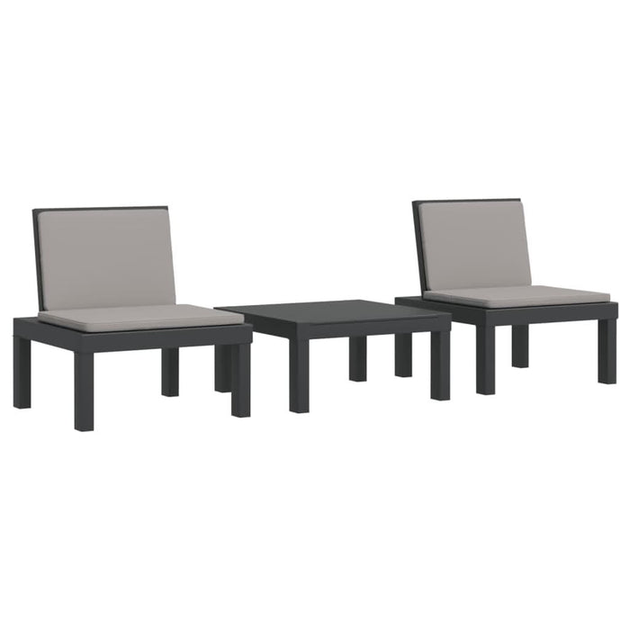Set mobilier de grădină cu perne, 3 piese, antracit, PP - WALTI WALTI