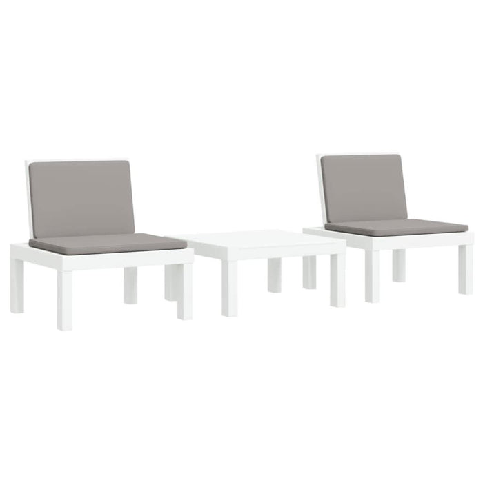 Set mobilier de grădină, 3 piese, cu perne, alb, PP - WALTI WALTI