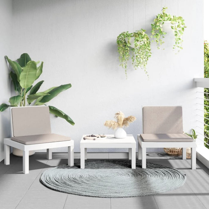 Set mobilier de grădină, 3 piese, cu perne, alb, PP - WALTI WALTI