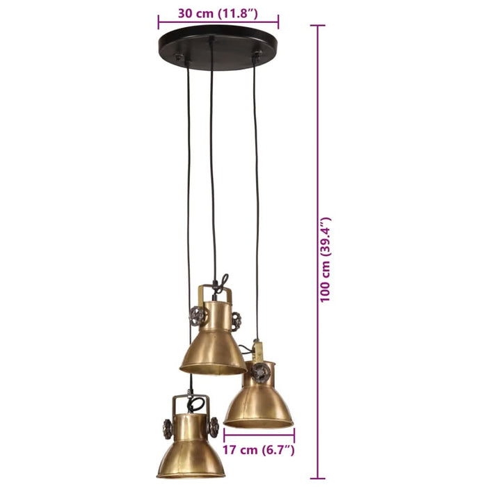Lampă suspendată 25 W, alamă antichizată, 30x30x100 cm, E27 - WALTI WALTI