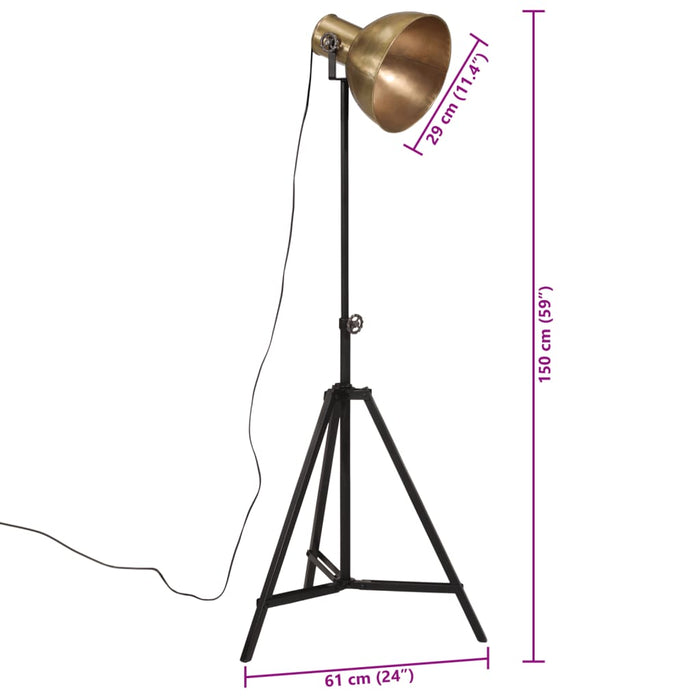 Lampă de podea 25 W, alamă antichizată, 61x61x90/150 cm, E27 WALTI