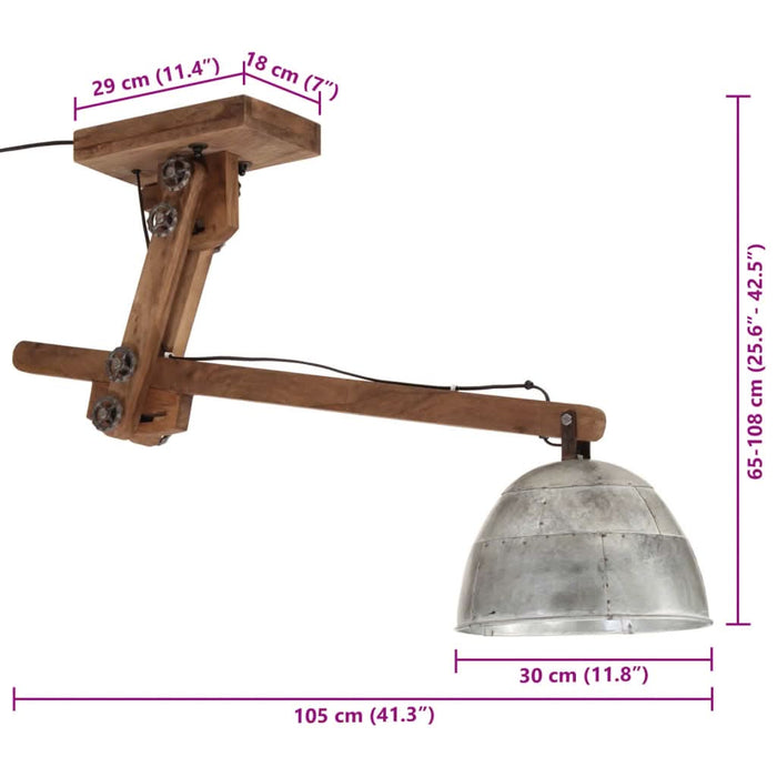 Lampă de tavan 25 W, argintiu vintage, 105x30x65-108 cm, E27 - WALTI WALTI