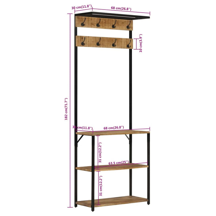 Cuier de haine cu pantofar, 68x30x182 cm, lemn masiv mango brut - WALTI WALTI