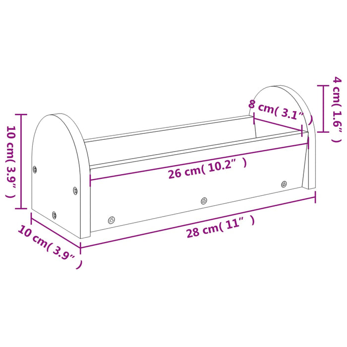 Hrănitor pentru fân de iepuri, 28x10x10 cm, lemn masiv brad - WALTI WALTI