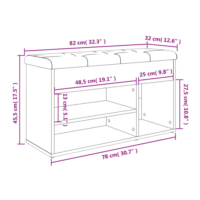 Bancă de pantofi, alb, 82x32x45,5 cm, lemn prelucrat WALTI