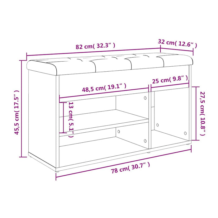 Bancă de pantofi, gri beton, 82x32x45,5 cm, lemn prelucrat WALTI