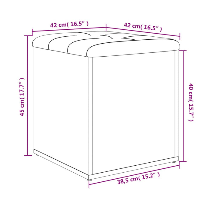 Bancă de depozitare, gri beton, 42x42x45 cm, lemn prelucrat WALTI