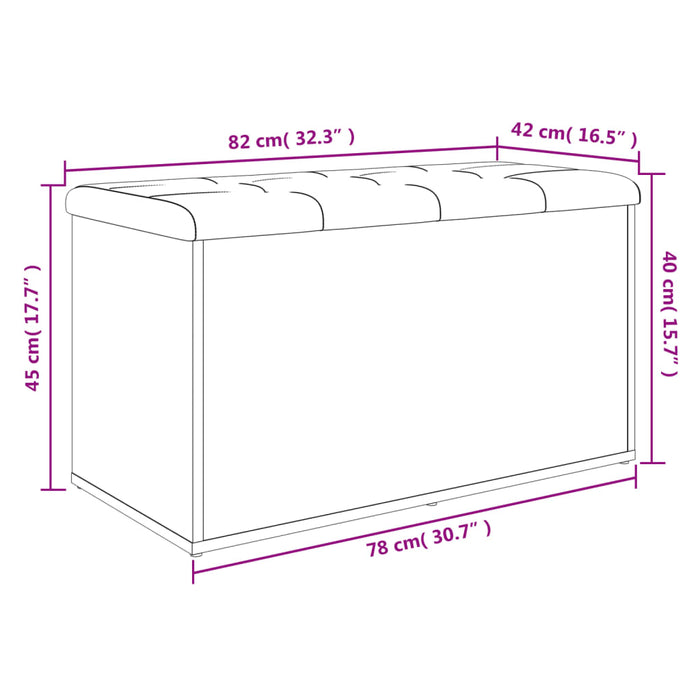 Bancă de depozitare, stejar maro, 82x42x45 cm, lemn prelucrat WALTI