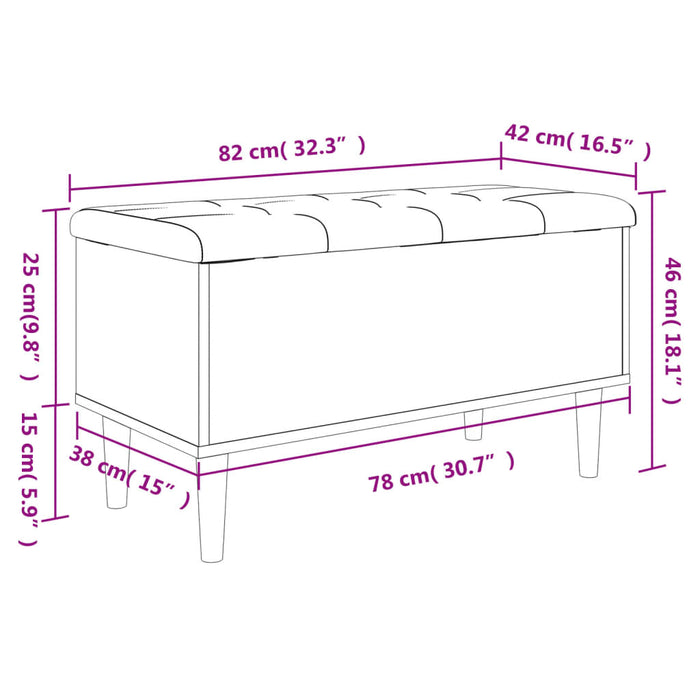 Bancă de depozitare, stejar fumuriu, 82x42x46 cm lemn prelucrat WALTI