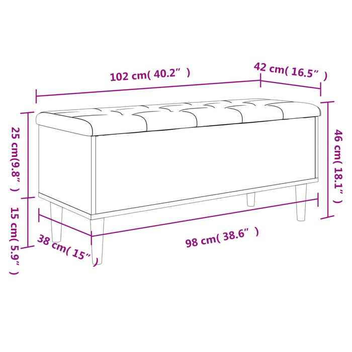 Bancă de depozitare, alb , 102x42x46 cm, lemn prelucrat WALTI