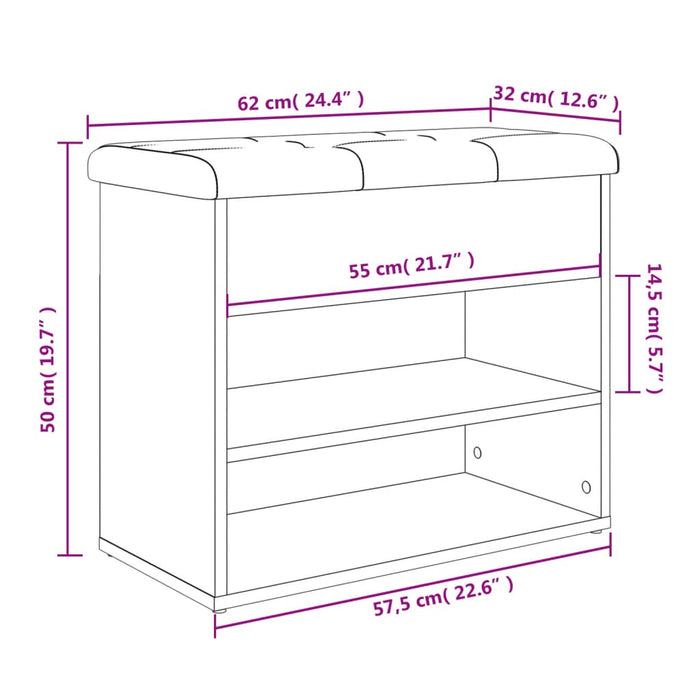 Bancă pentru pantofi stejar sonoma 62x32x50 cm lemn prelucrat WALTI