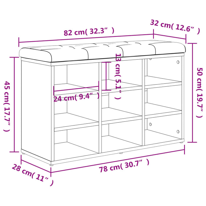 Bancă pentru pantofi stejar sonoma 82x32x50 cm lemn prelucrat WALTI