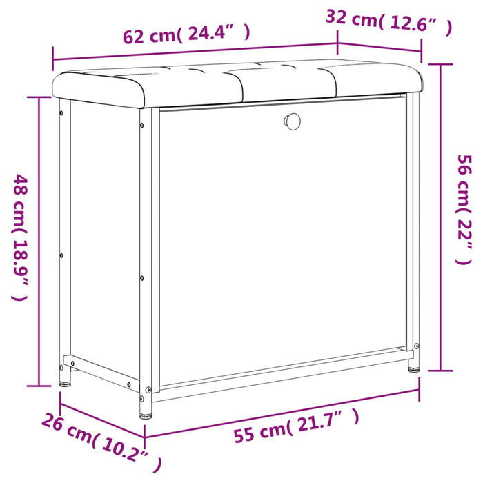 Bancă pantofi cu sertar rabatabil, negru, 62x32x56 cm WALTI