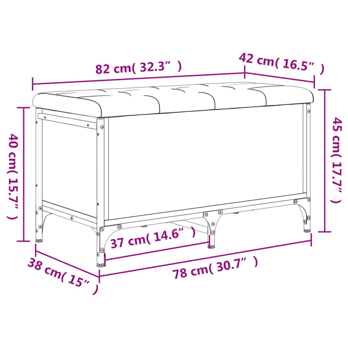 Bancă de depozitare, gri sonoma, 82x42x45 cm, lemn prelucrat WALTI