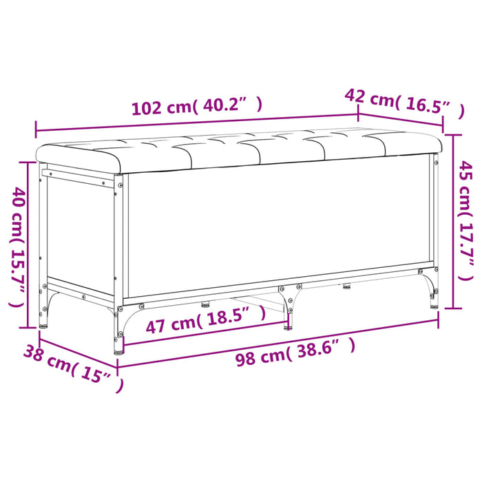 Bancă de depozitare, negru, 102x42x45 cm, lemn prelucrat WALTI