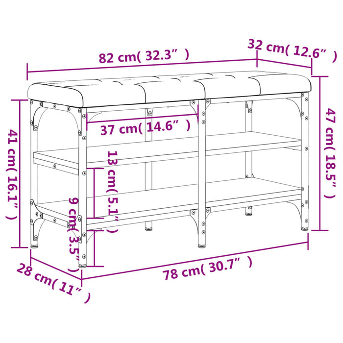 Bancă pentru pantofi stejar sonoma 82x32x47 cm lemn prelucrat WALTI