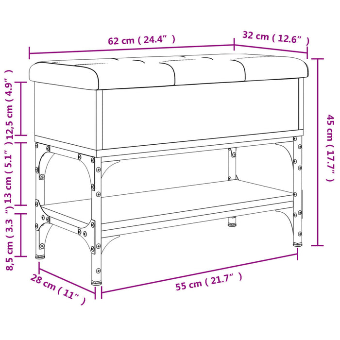 Bancă de pantofi, gri sonoma, 62x32x45 cm, lemn prelucrat WALTI