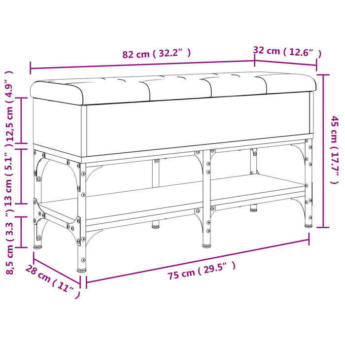 Bancă de pantofi, negru, 82x32x45 cm, lemn prelucrat WALTI