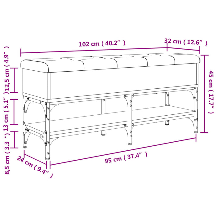 Bancă de pantofi, negru, 102x32x45 cm, lemn prelucrat WALTI