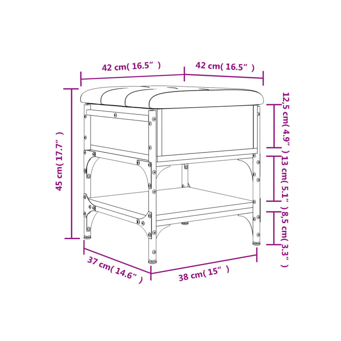 Bancă pentru pantofi stejar sonoma 42x42x45 cm lemn prelucrat WALTI