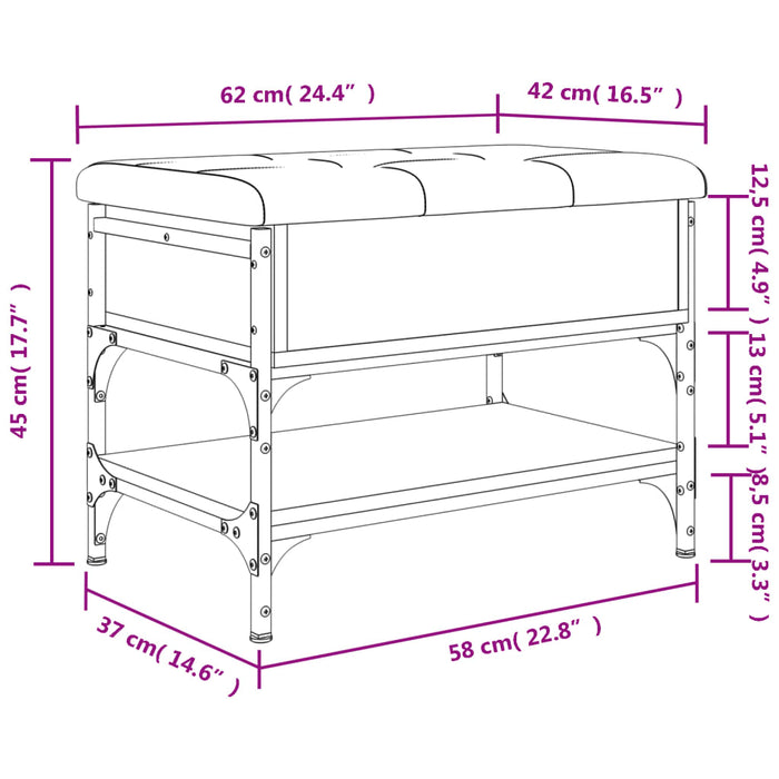 Bancă pentru pantofi stejar sonoma 62x42x45 cm lemn prelucrat WALTI