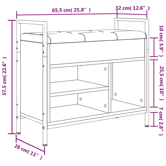 Bancă de pantofi, negru, 65,5x32x57,5 cm, lemn prelucrat WALTI