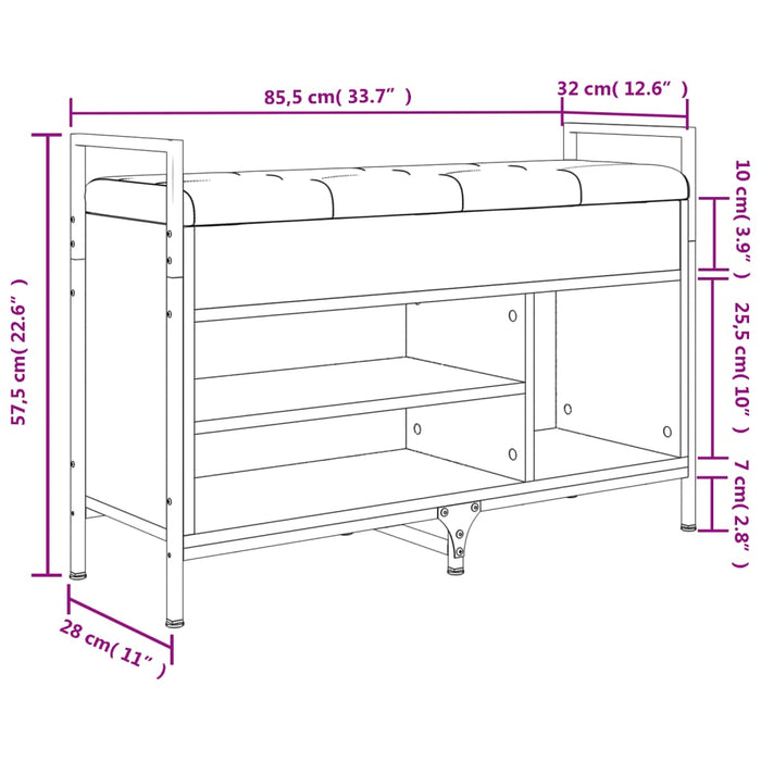 Bancă de pantofi stejar sonoma 85,5x32x57,5 cm lemn prelucrat WALTI