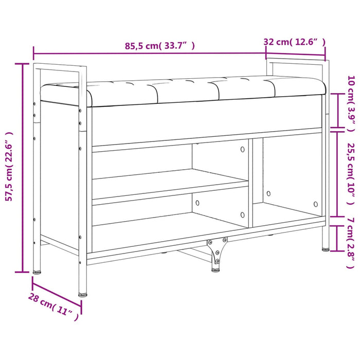 Bancă de pantofi, stejar fumuriu 85,5x32x57,5 cm lemn prelucrat WALTI