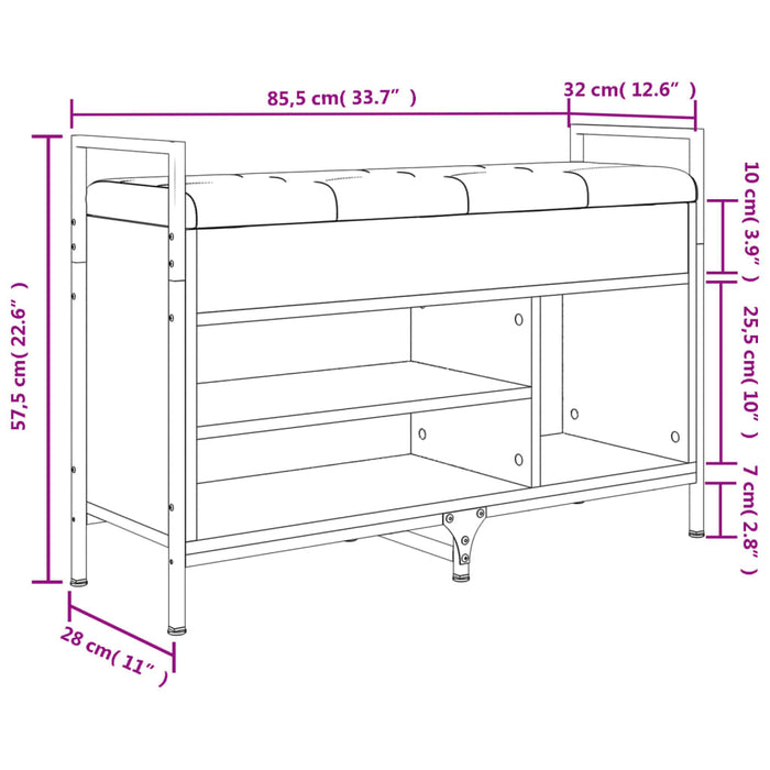 Bancă de pantofi, gri sonoma, 85,5x32x57,5 cm, lemn prelucrat WALTI