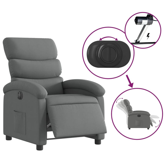 Fotoliu rabatabil electric, gri închis, material textil - WALTI WALTI