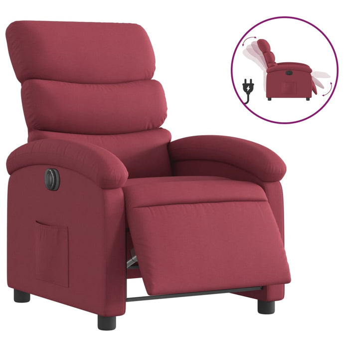 Fotoliu rabatabil electric, roșu vin, material textil WALTI