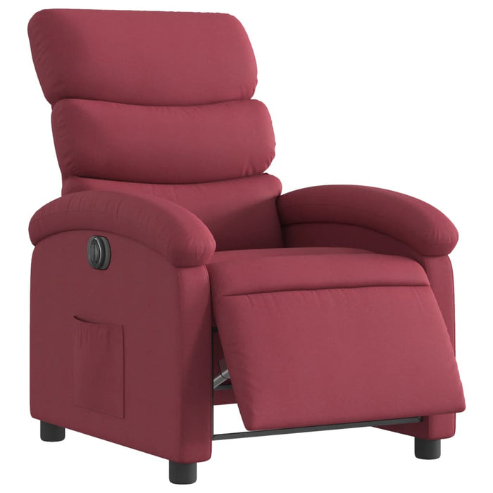 Fotoliu rabatabil electric, roșu vin, material textil WALTI