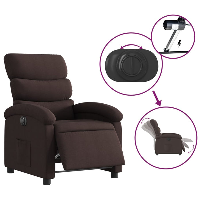 Fotoliu rabatabil electric, maro închis, material textil - WALTI WALTI