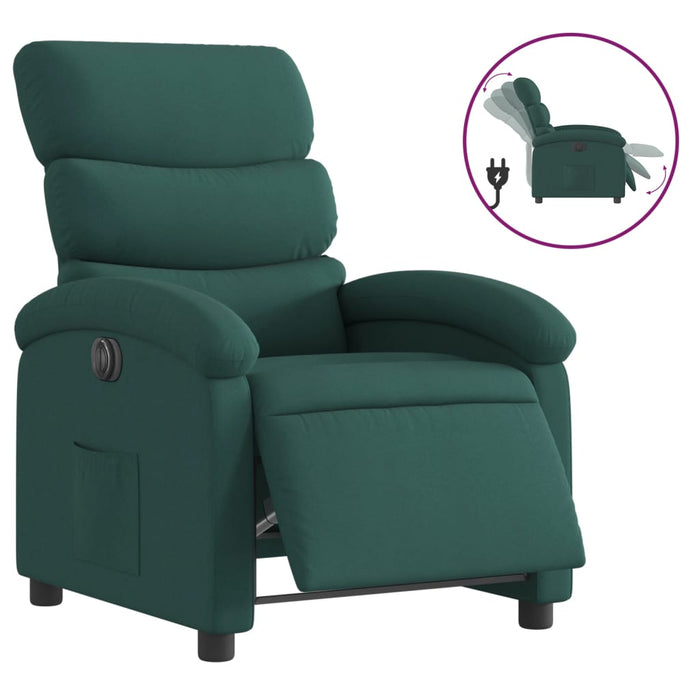 Fotoliu rabatabil electric, verde închis, material textil WALTI