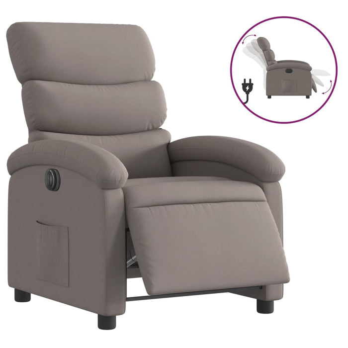 Fotoliu rabatabil electric, gri taupe, material textil WALTI
