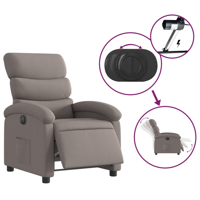 Fotoliu rabatabil electric, gri taupe, material textil WALTI