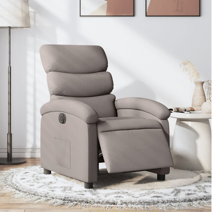 Fotoliu rabatabil electric, gri taupe, material textil WALTI