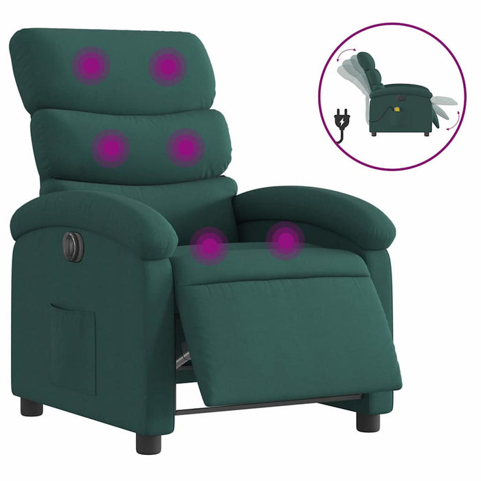 Fotoliu electric de masaj rabatabil, verde închis, textil - WALTI WALTI