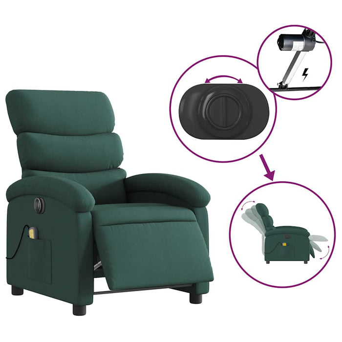 Fotoliu electric de masaj rabatabil, verde închis, textil - WALTI WALTI