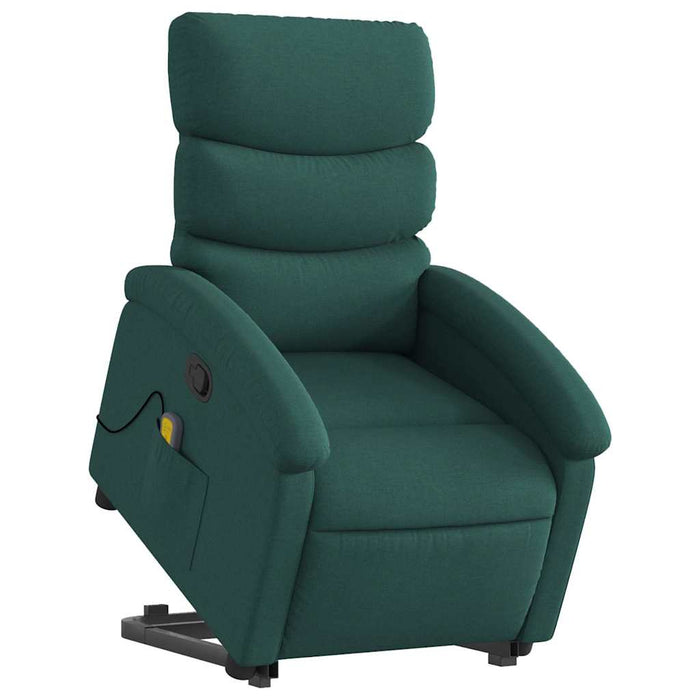 Fotoliu rabatabil de masaj, cu ridicare, verde închis, textil - WALTI WALTI
