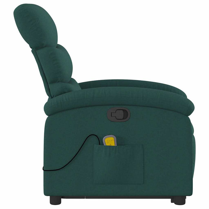 Fotoliu rabatabil de masaj, cu ridicare, verde închis, textil - WALTI WALTI