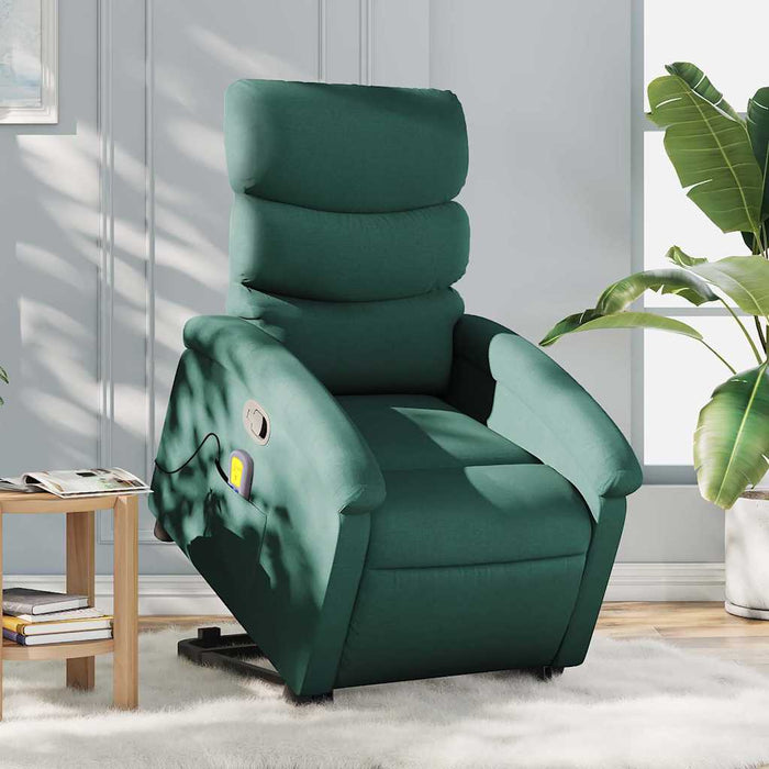 Fotoliu rabatabil de masaj, cu ridicare, verde închis, textil - WALTI WALTI