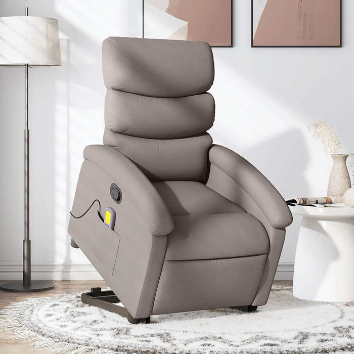 Fotoliu rabatabil de masaj cu ridicare, gri taupe, textil - WALTI WALTI