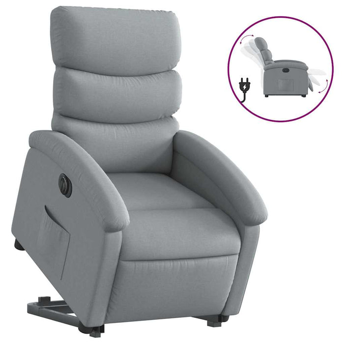 Fotoliu electric rabatabil cu ridicare, gri deschis, textil WALTI