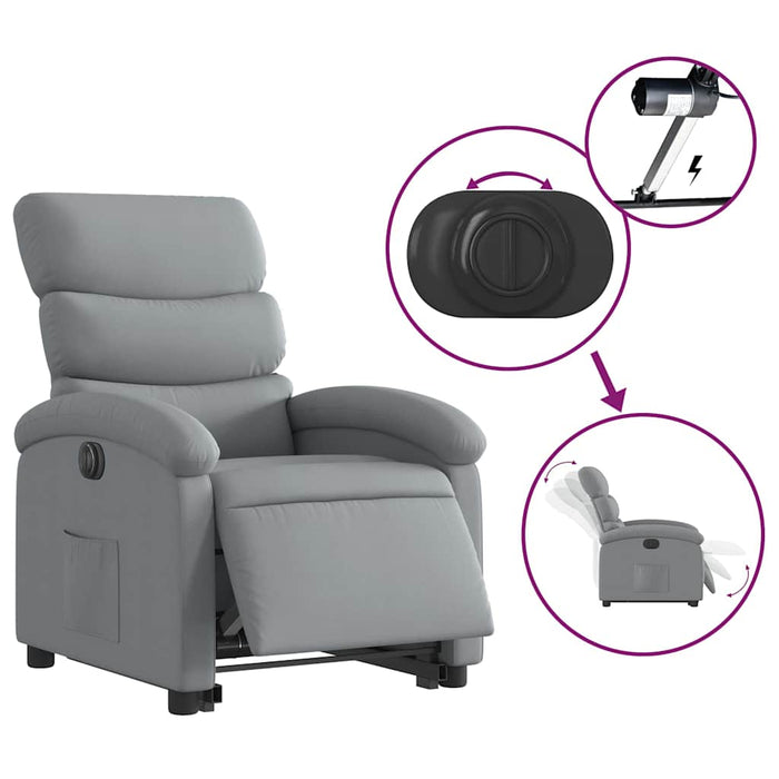 Fotoliu electric rabatabil cu ridicare, gri deschis, textil WALTI