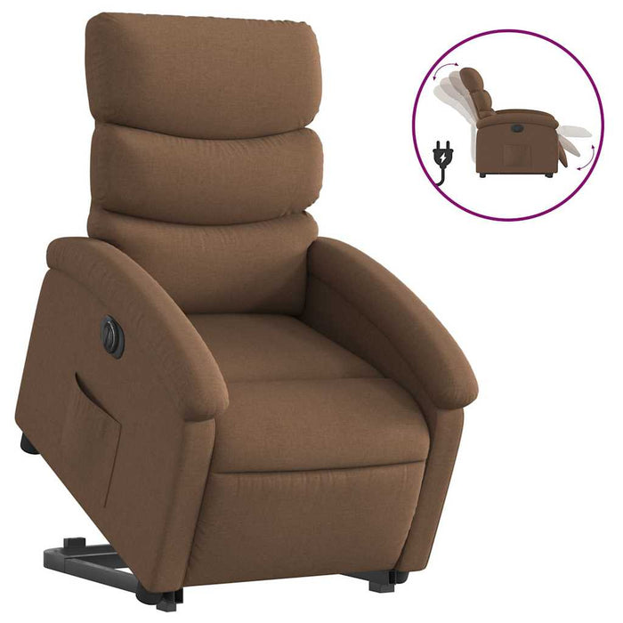 Fotoliu electric rabatabil cu ridicare, maro, textil - WALTI WALTI