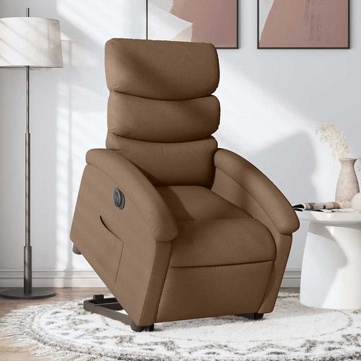 Fotoliu electric rabatabil cu ridicare, maro, textil - WALTI WALTI