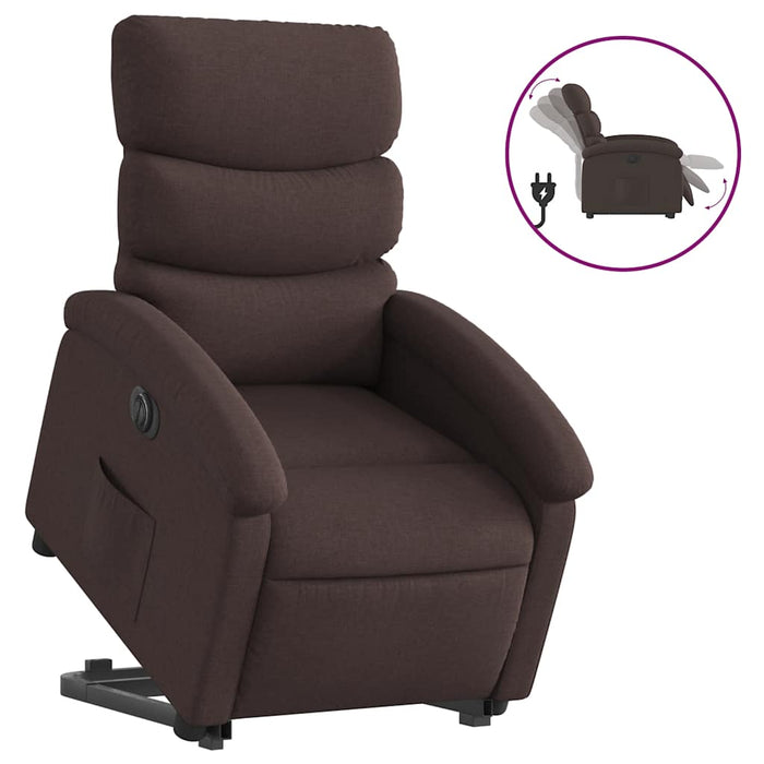 Fotoliu electric rabatabil cu ridicare, maro închis, textil WALTI