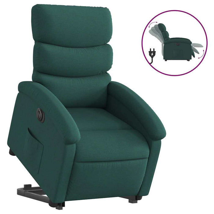 Fotoliu electric rabatabil cu ridicare, verde închis, textil WALTI